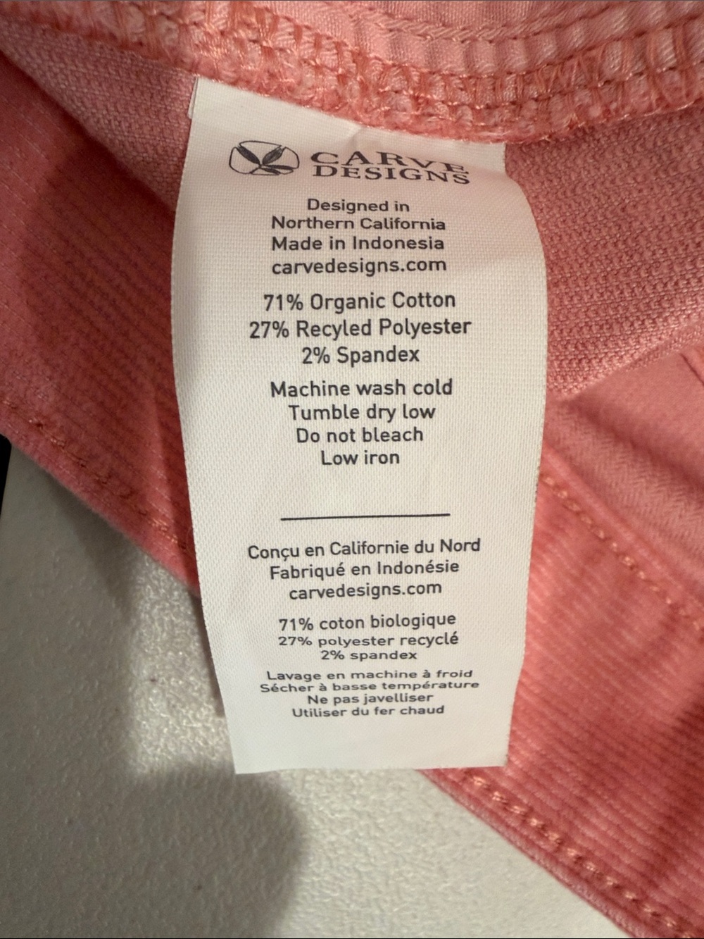 Carve Designs Oahu Organic Cotton Corduroy Shorts Pink Fuchsia Raw Hem Size 12 - Picture 6 of 6